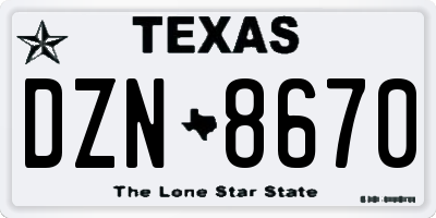 TX license plate DZN8670