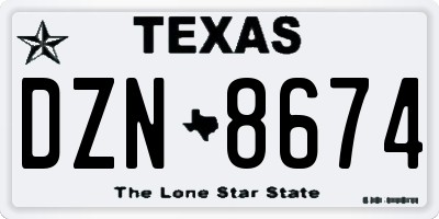 TX license plate DZN8674