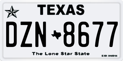 TX license plate DZN8677
