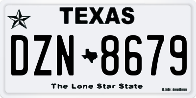 TX license plate DZN8679