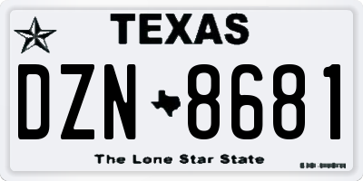 TX license plate DZN8681