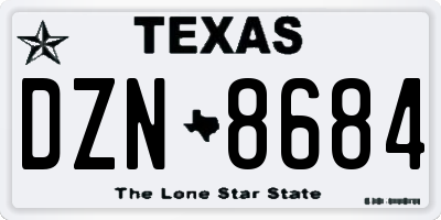 TX license plate DZN8684