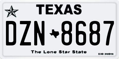 TX license plate DZN8687