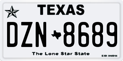 TX license plate DZN8689