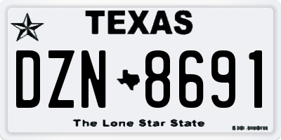 TX license plate DZN8691