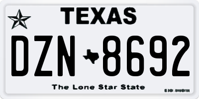 TX license plate DZN8692