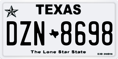 TX license plate DZN8698