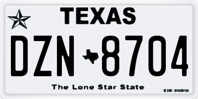 TX license plate DZN8704