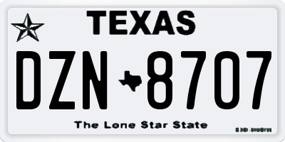 TX license plate DZN8707