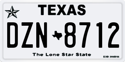 TX license plate DZN8712