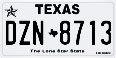 TX license plate DZN8713