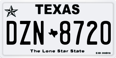 TX license plate DZN8720