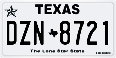 TX license plate DZN8721