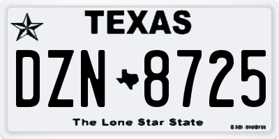 TX license plate DZN8725
