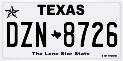 TX license plate DZN8726