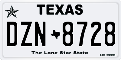 TX license plate DZN8728