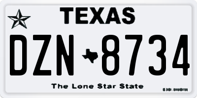 TX license plate DZN8734