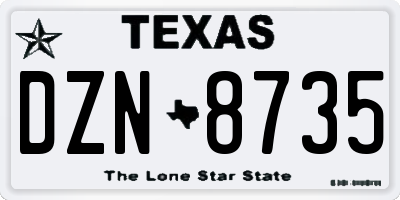 TX license plate DZN8735