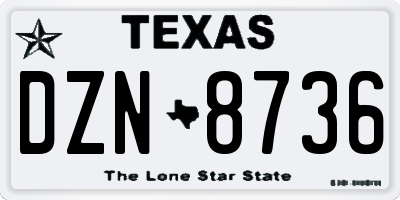 TX license plate DZN8736
