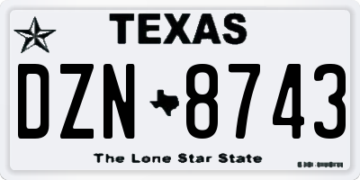TX license plate DZN8743