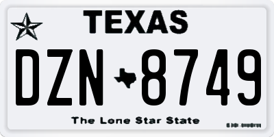 TX license plate DZN8749