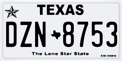 TX license plate DZN8753