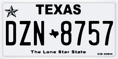 TX license plate DZN8757