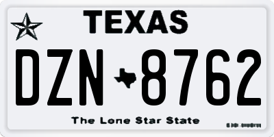 TX license plate DZN8762