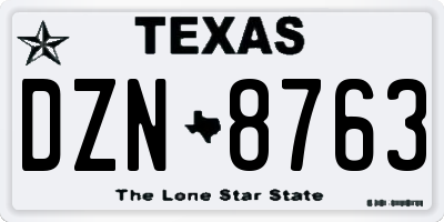 TX license plate DZN8763