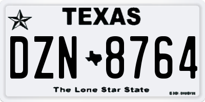 TX license plate DZN8764