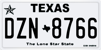TX license plate DZN8766