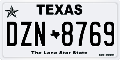 TX license plate DZN8769
