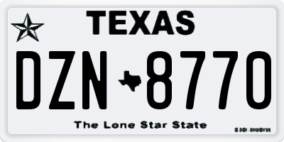TX license plate DZN8770