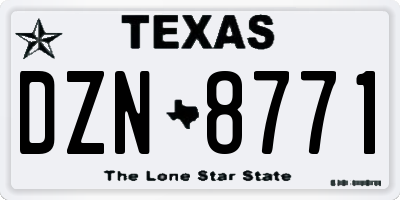 TX license plate DZN8771