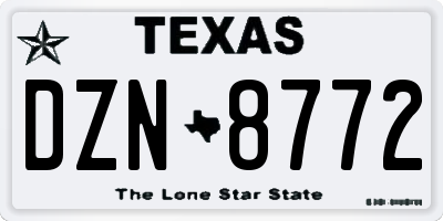TX license plate DZN8772
