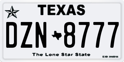 TX license plate DZN8777