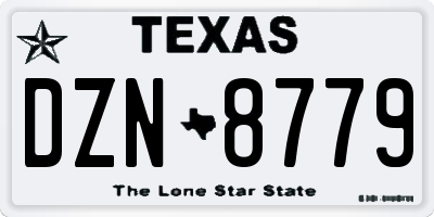 TX license plate DZN8779