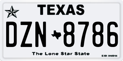 TX license plate DZN8786