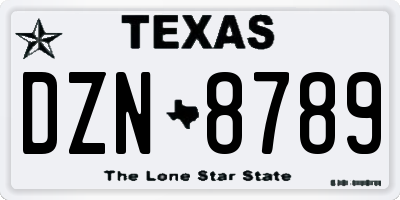 TX license plate DZN8789