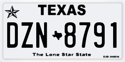 TX license plate DZN8791