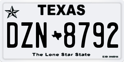 TX license plate DZN8792