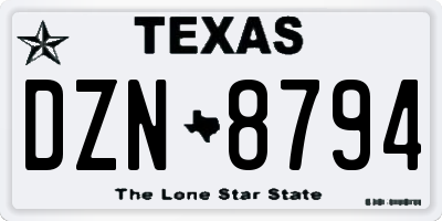 TX license plate DZN8794