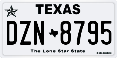 TX license plate DZN8795