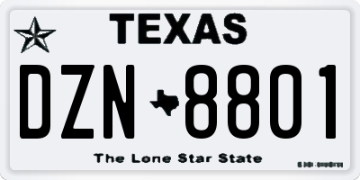 TX license plate DZN8801