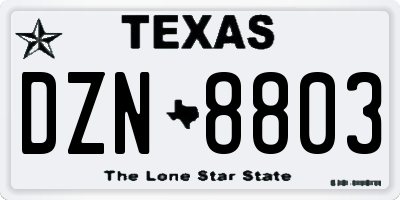 TX license plate DZN8803