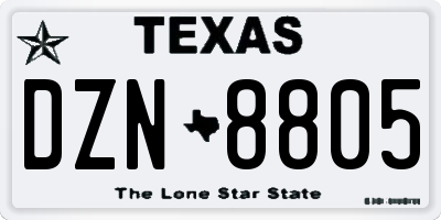 TX license plate DZN8805