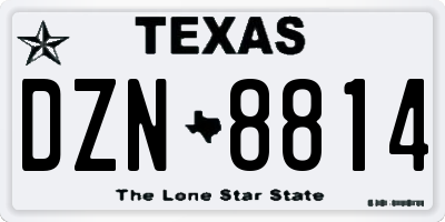 TX license plate DZN8814