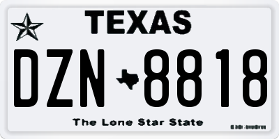 TX license plate DZN8818