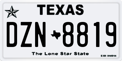 TX license plate DZN8819