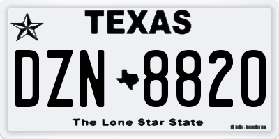 TX license plate DZN8820